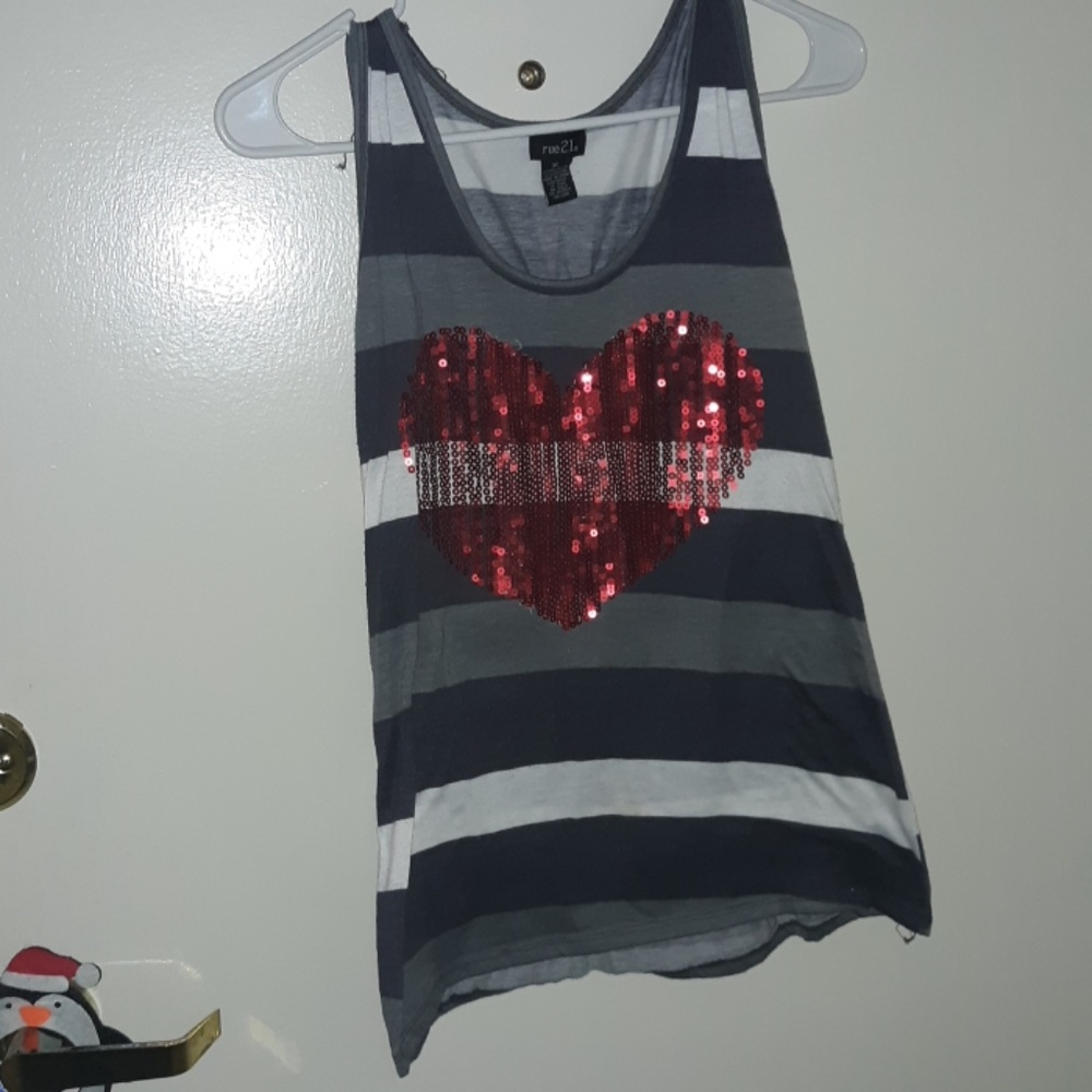 Sequin heart tank top